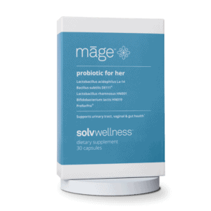 Māge is a probiotic for women that contains a proprietary blend of clinically studied probiotics and a novel prebiotic that help restore balance to the female pelvic triangle: the gut, vagina, and urinary tract.